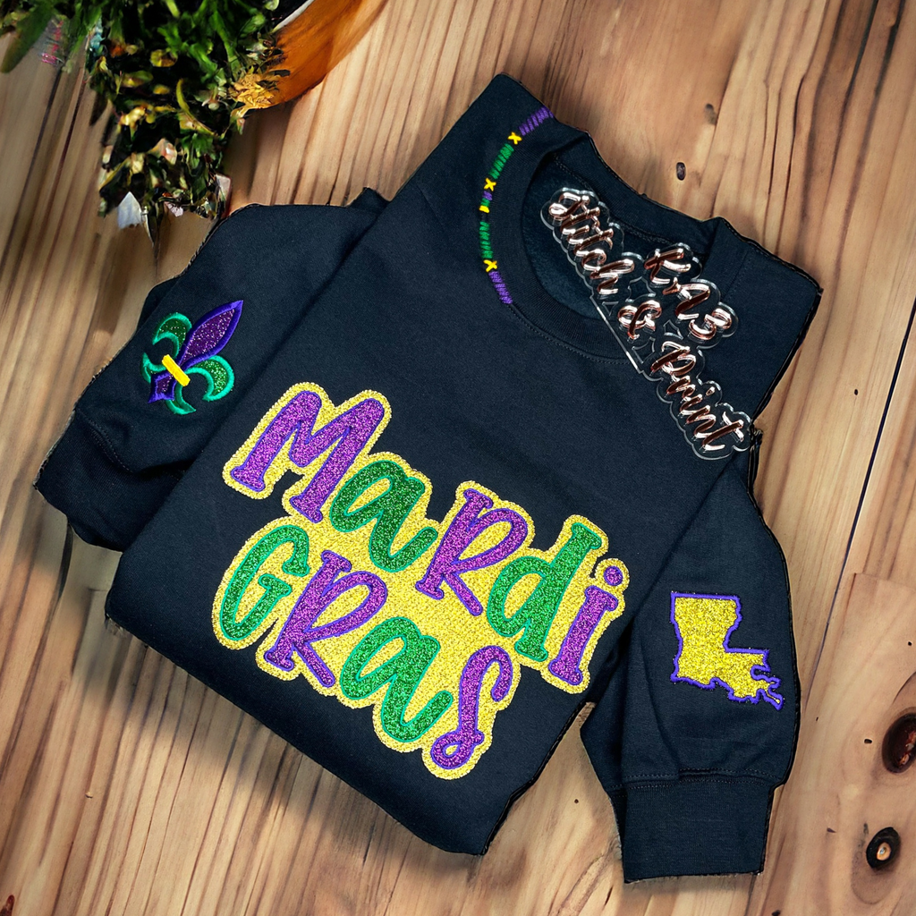 Gras Print, Sweatshirt – Mardi Glittered KA3 LLC Stitch &
