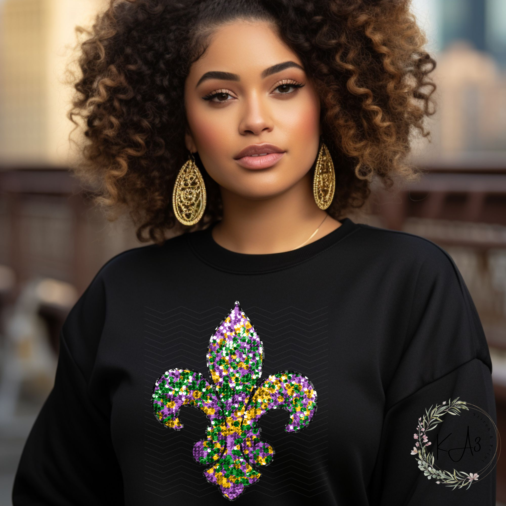 Faux Sequin Fleur de lis Mardi Gras T-Shirt/Sweatshirt