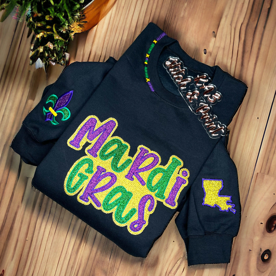 Mardi Gras Glittered Sweatshirt