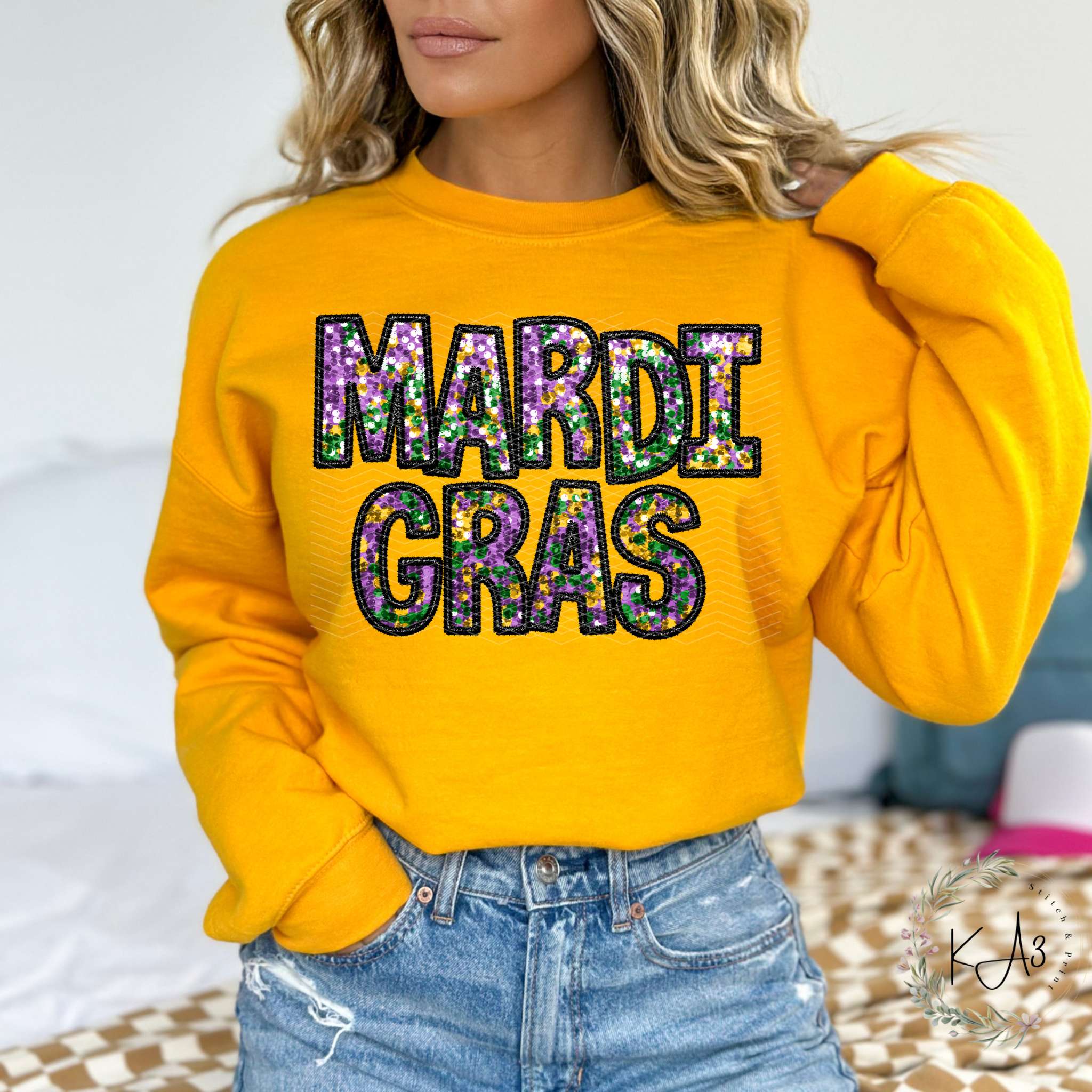 Faux Sequin Mardi Gras T-Shirt/Sweatshirt