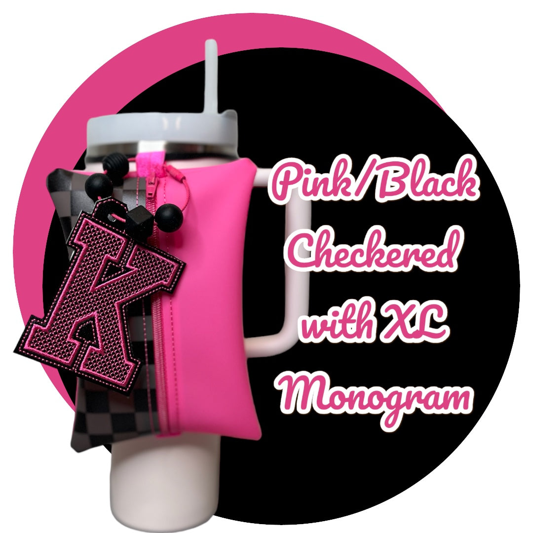 Tumbler Pouch - Pink/Black Checkered