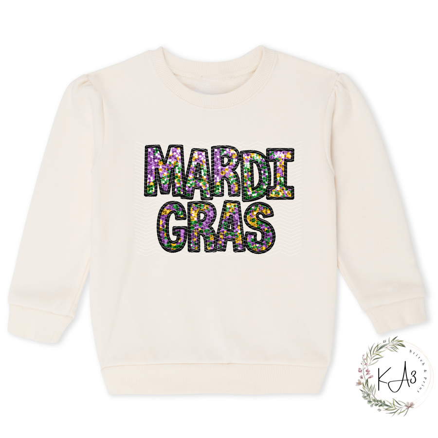 Youth Faux Sequin Mardi Gras T-Shirt/Sweatshirt – KA3 Stitch & Print, LLC